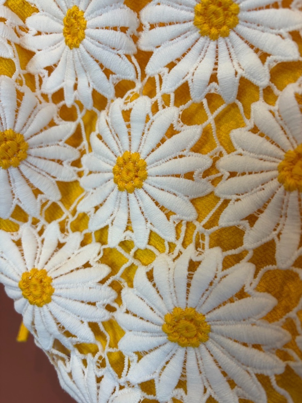 Daisy Crochet Tie-Strap Crop Top in Yellow & White - Picture 3 of 3